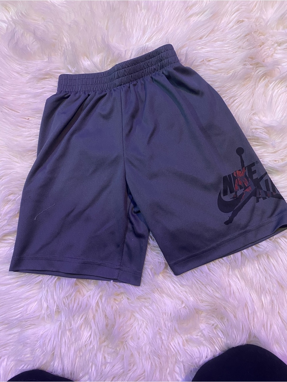 Nike Air Boys Dark Gray Athletic Basketball Shorts with Logo